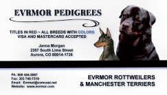 Evrmor Rottweilers and Manchester Terriers - Aurora, Colorado