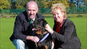 Jake with owners Ian and Liz Maxted-Bluck (pic: RSPCA) 